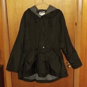 Ava & Viv Black Lightweight Hooded Rain Jacket, 1X